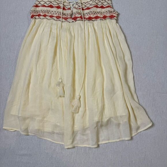 Free People Boho Chic Dress Cream Colored Lace Up Embroidered Dress - Picture 5 of 13